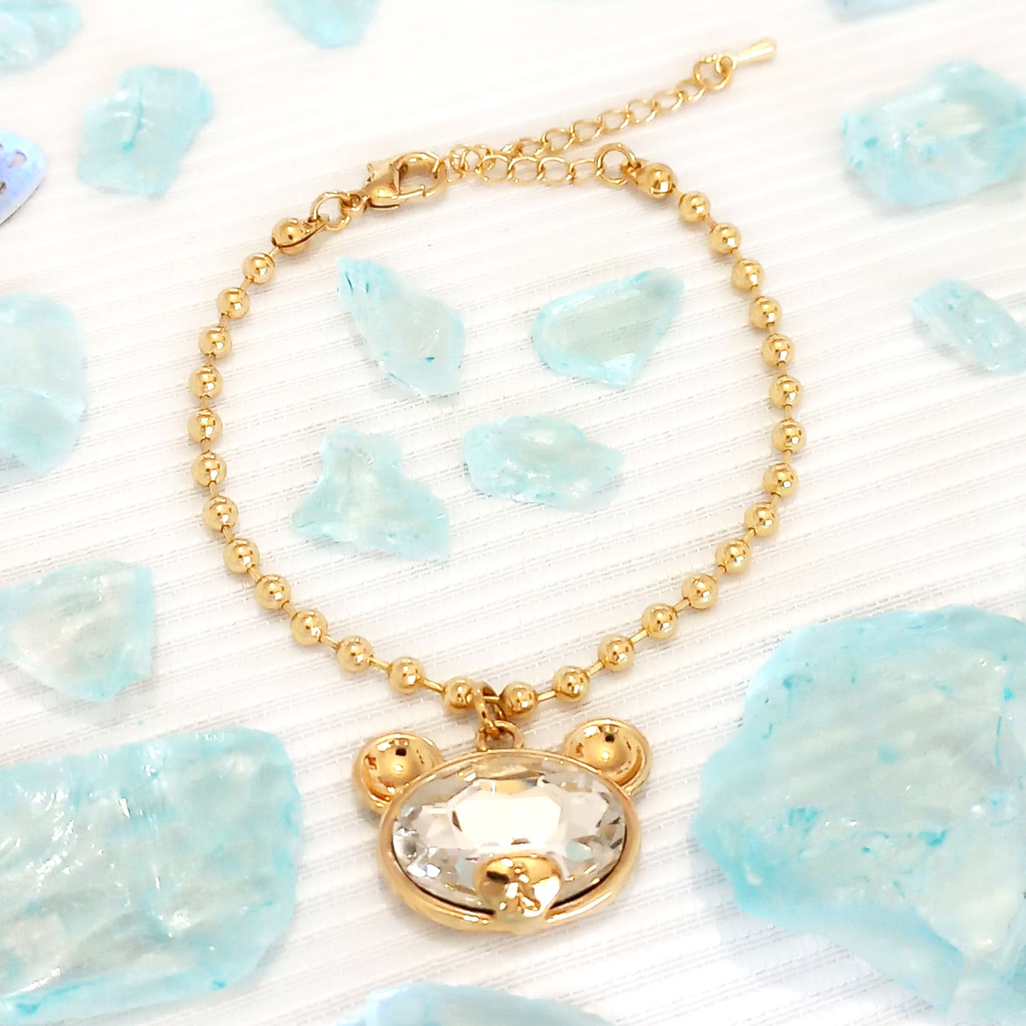 Pulsera Oso de Cristal Dorado