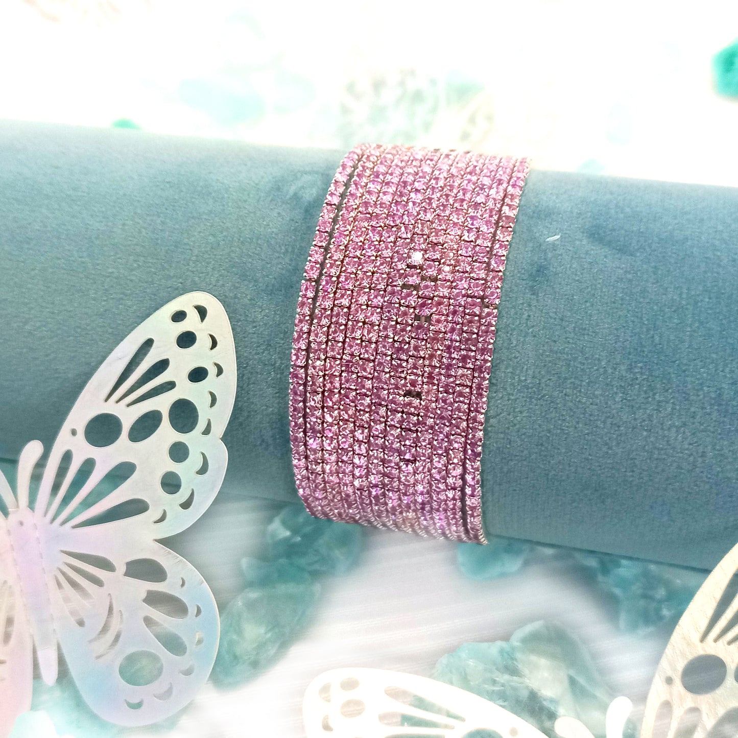 Set de pulseras destellos rosa