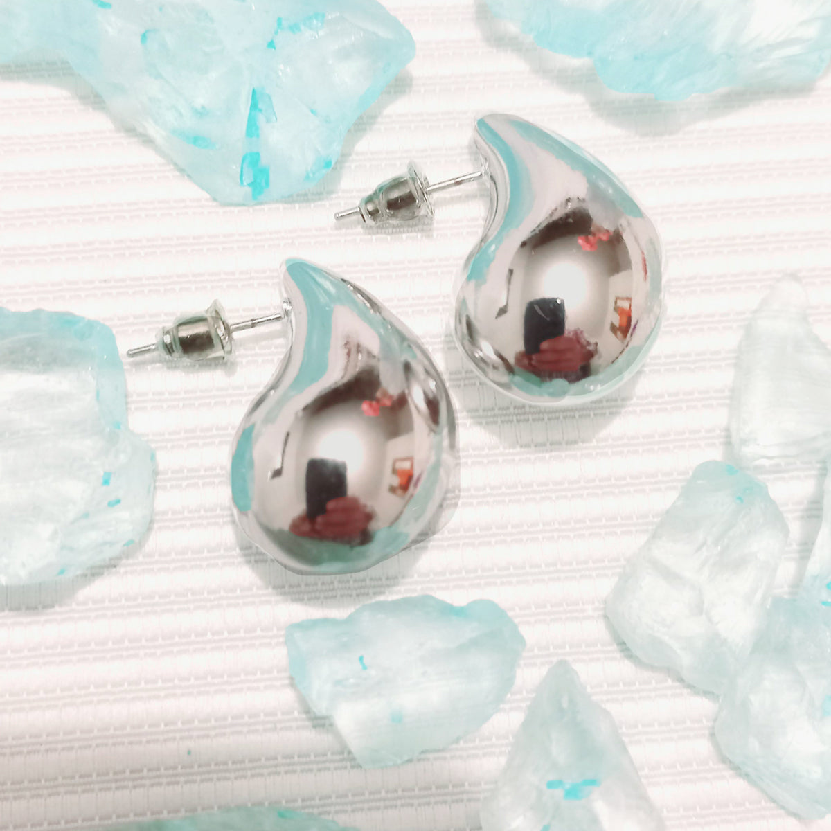 Aretes Gota Plata Grandes