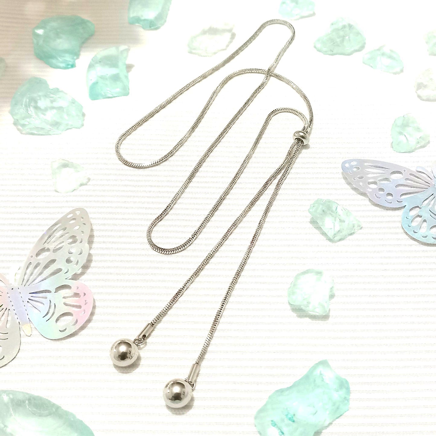 Collar esfera dual plata