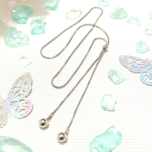 Collar esfera dual plata