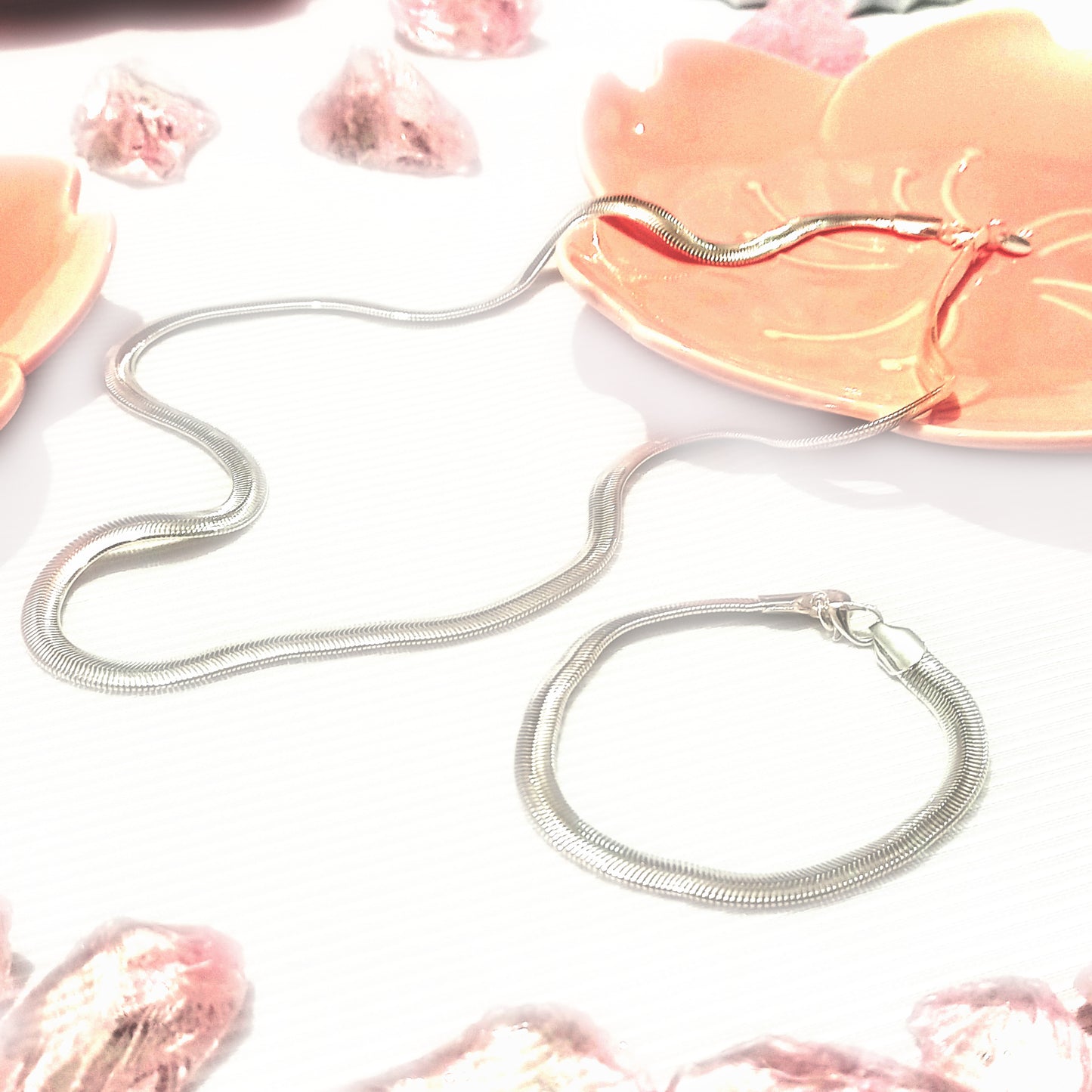 Juego de collar y pulsera plata