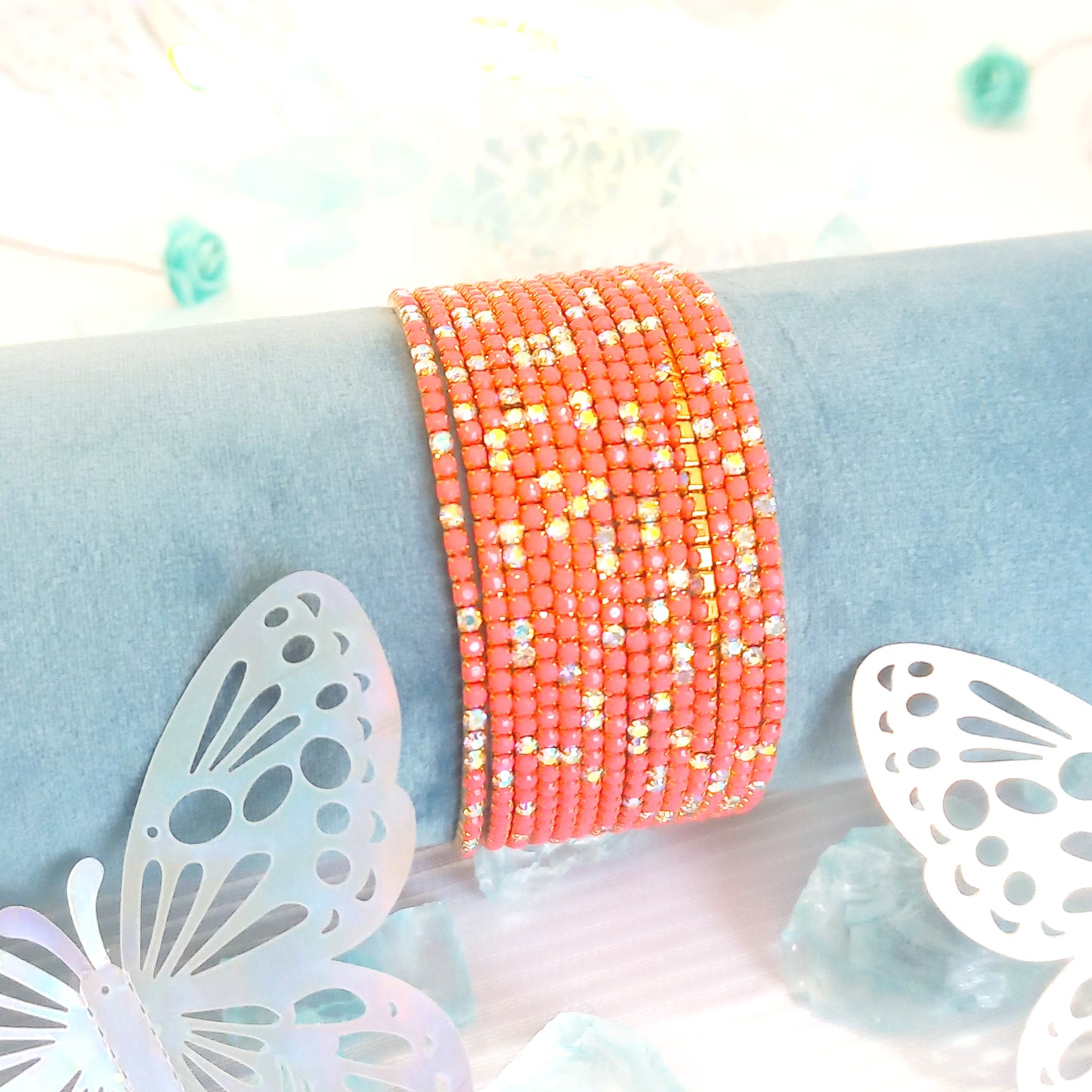 Set de Pulseras Coral Brillante